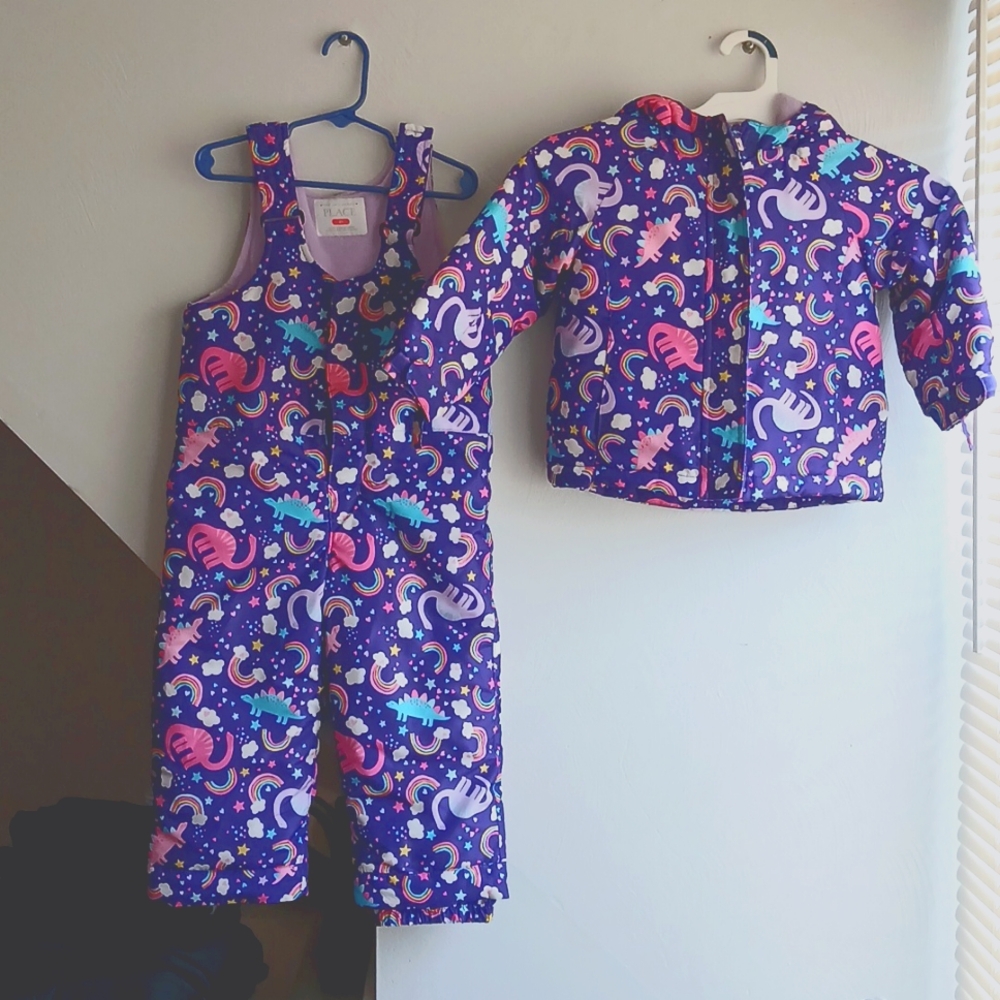 snow suit from childrens place 3T purple color and unicor, Rainbow.